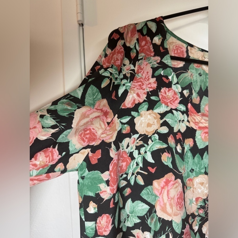 Lovers + Friends Black Pink Cream Rose Floral Cold Shoulder Mini Dress Size M - Picture 5 of 16